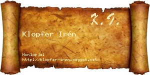 Klopfer Irén névjegykártya