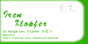 iren klopfer business card